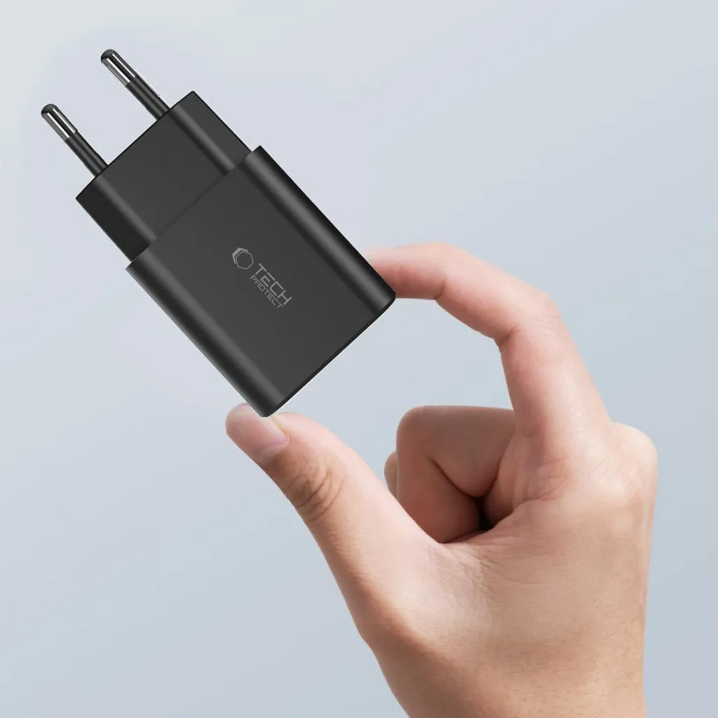 Tech-Protect C35W USB-C laddare 35 W med 2 uttag och Lightning-kabel, vit, bild 8