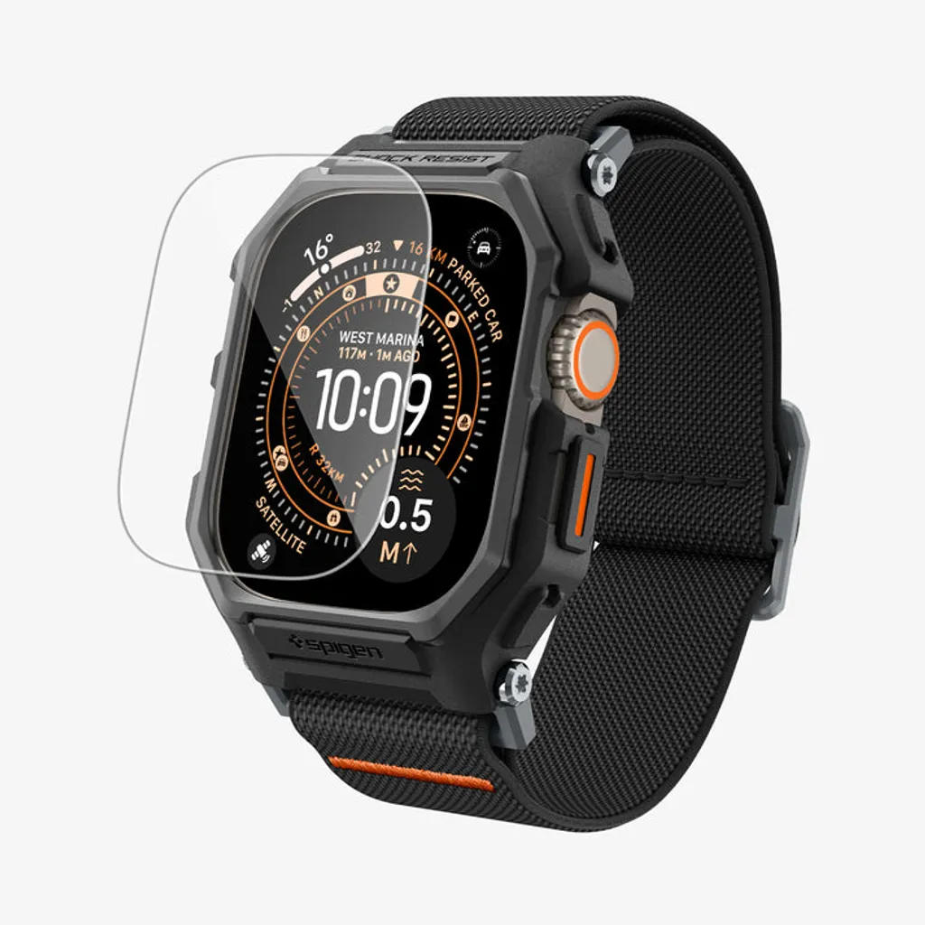 Apple Watch Ultra 1/2/3 armband med skal och skärmskydd 49 mm, Spigen Lite Fit Pro, svart