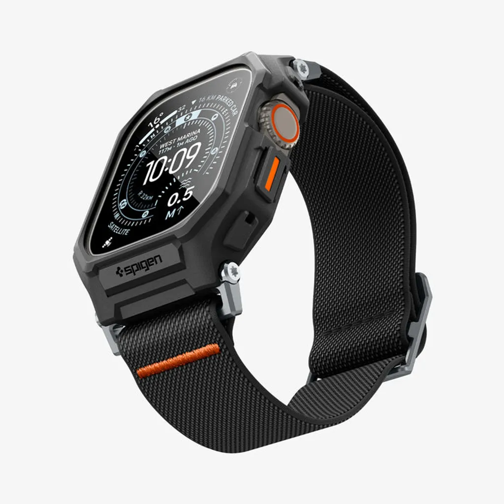 Apple Watch Ultra 1/2/3 armband med skal och skärmskydd 49 mm, Spigen Lite Fit Pro, svart, bild 11