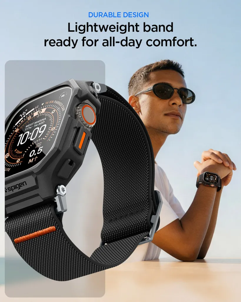 Apple Watch Ultra 1/2/3 armband med skal och skärmskydd 49 mm, Spigen Lite Fit Pro, svart, bild 4