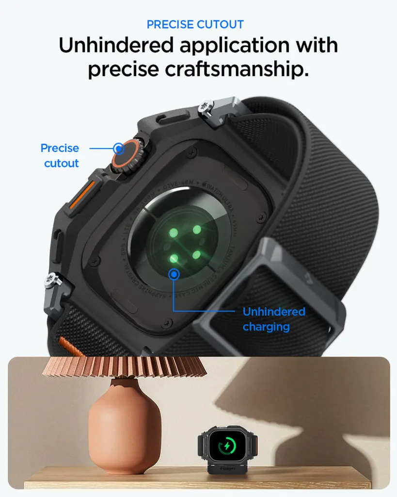 Apple Watch Ultra 1/2/3 armband med skal och skärmskydd 49 mm, Spigen Lite Fit Pro, svart, bild 5