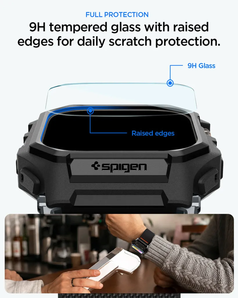 Apple Watch Ultra 1/2/3 armband med skal och skärmskydd 49 mm, Spigen Lite Fit Pro, svart, bild 7