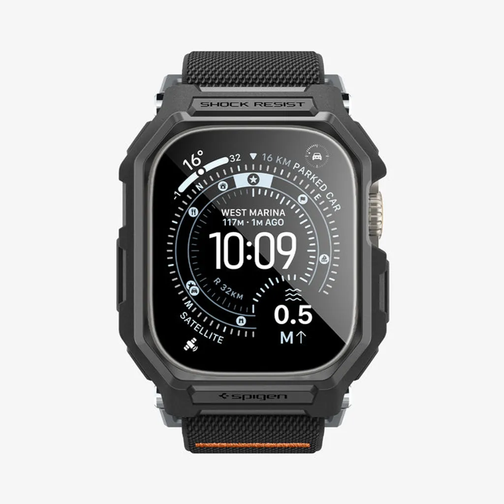 Apple Watch Ultra 1/2/3 armband med skal och skärmskydd 49 mm, Spigen Lite Fit Pro, svart, bild 8