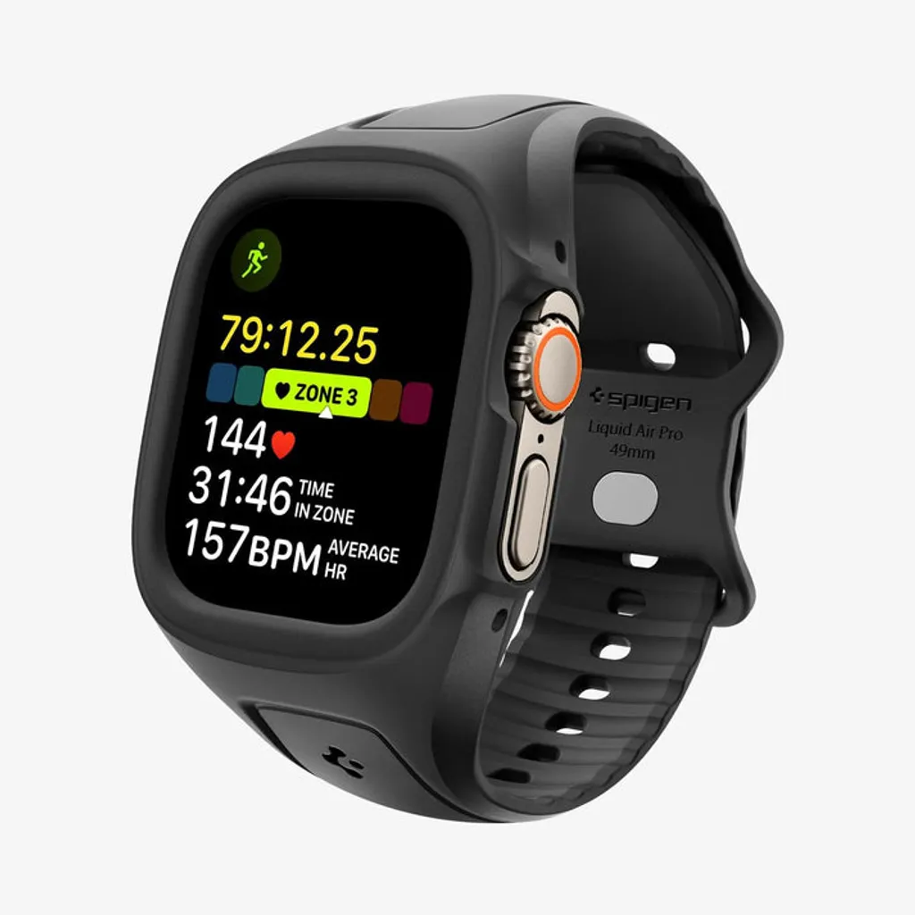 Apple Watch Ultra 1/2/3 armband med skal 49 mm, Spigen Liquid Air Pro, svart