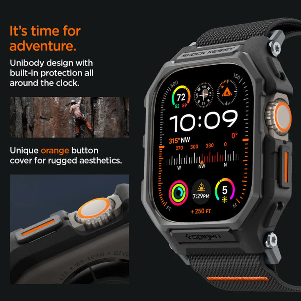 Apple Watch Ultra 1/2/3 armband med skal 49 mm, Spigen Lite Fit Pro, svart, bild 4
