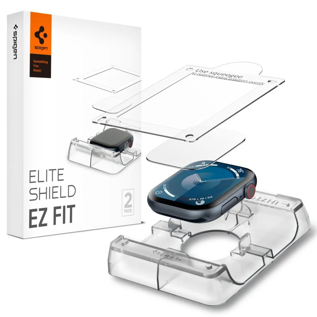 Apple Watch 10/11 skärmskydd 46 mm, 2-pack, Spigen EliteShield EZ Fit, genomskinlig