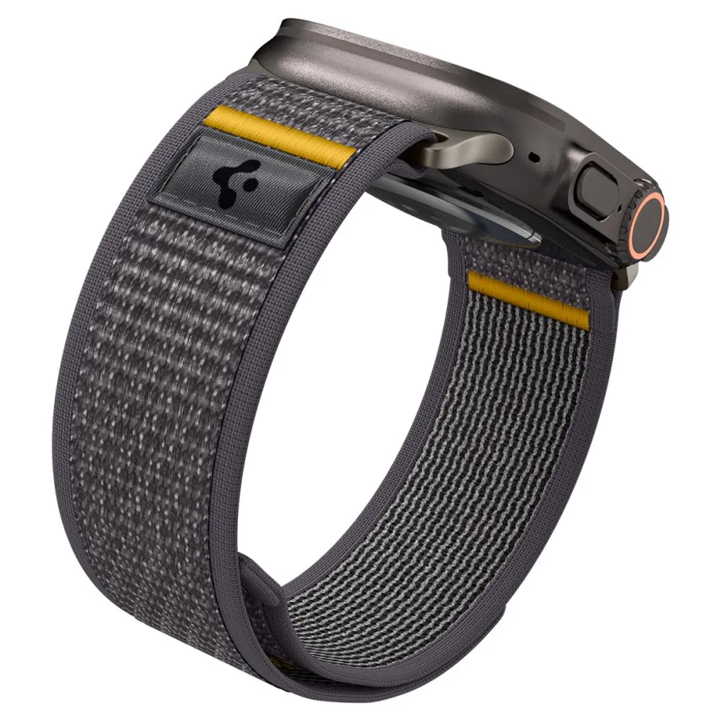 Apple Watch armband 44/45/46/49 mm, kardborre, vävd nylon, Spigen Athlex Air, grå, bild 10