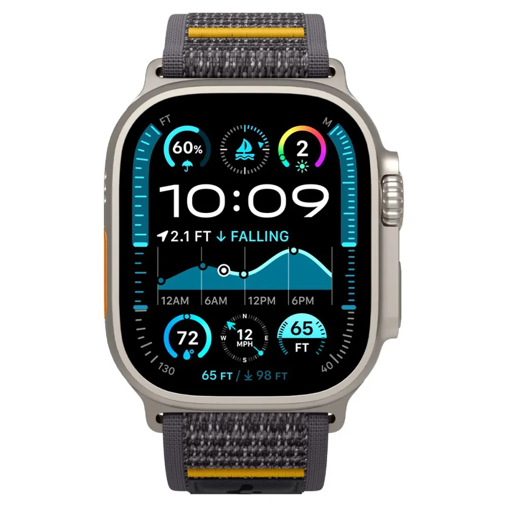 Apple Watch armband 44/45/46/49 mm, kardborre, vävd nylon, Spigen Athlex Air, grå, bild 2