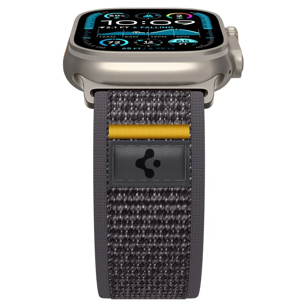 Apple Watch armband 44/45/46/49 mm, kardborre, vävd nylon, Spigen Athlex Air, grå, bild 3