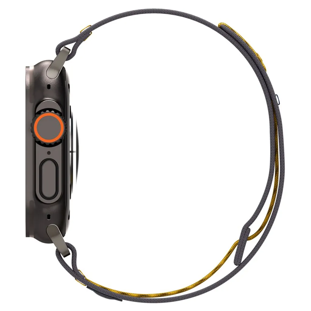 Apple Watch armband 44/45/46/49 mm, kardborre, vävd nylon, Spigen Athlex Air, grå, bild 9