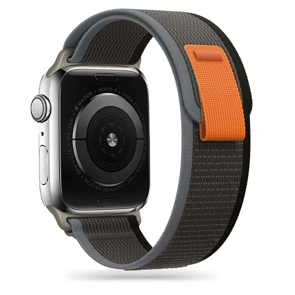 Tech-Protect Apple Watch armband 44/45/49 mm, nylon, grått och orange
