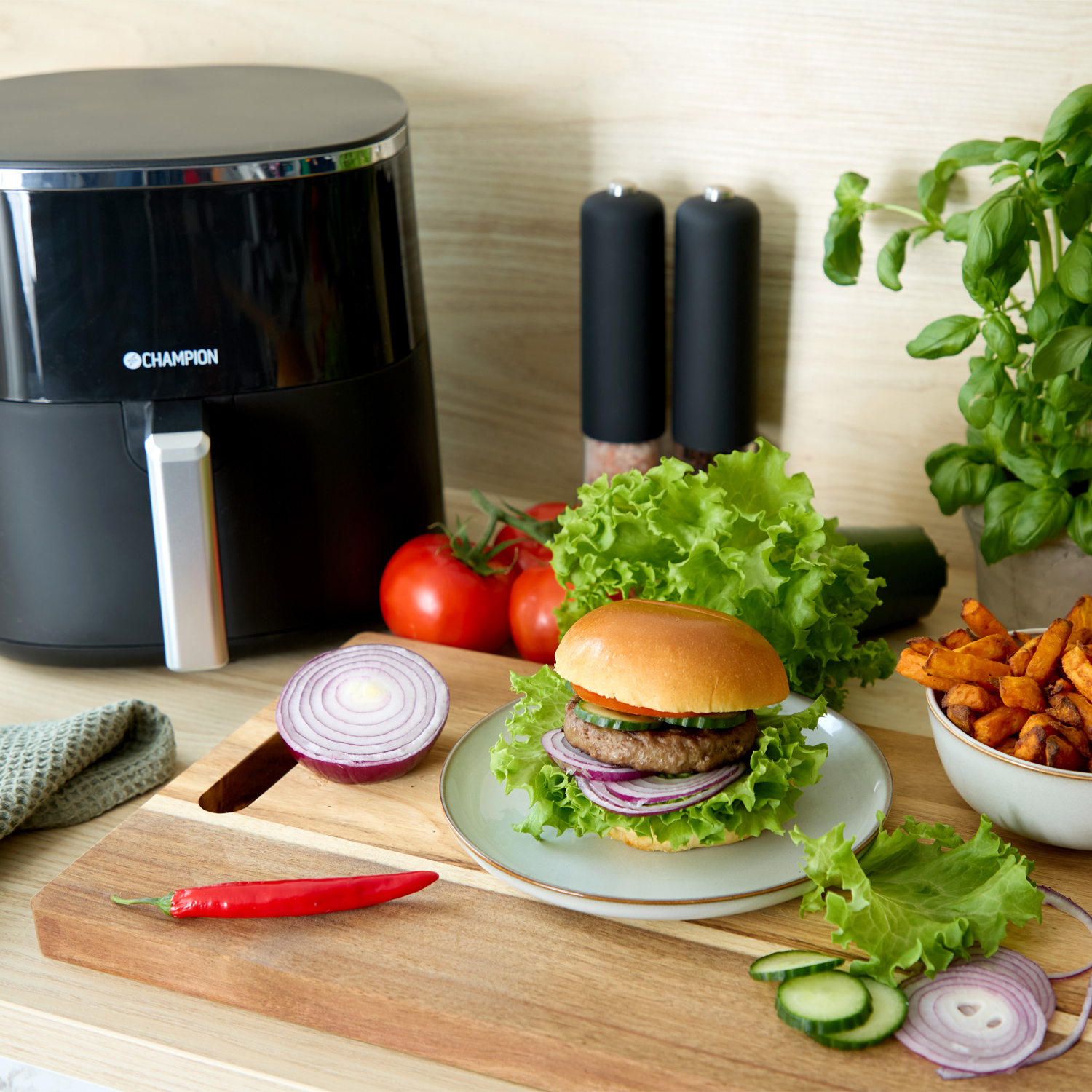 Champion airfryer XL 6 liter, 1750 W med PFAS-fri keramikkorg, svart, bild 7