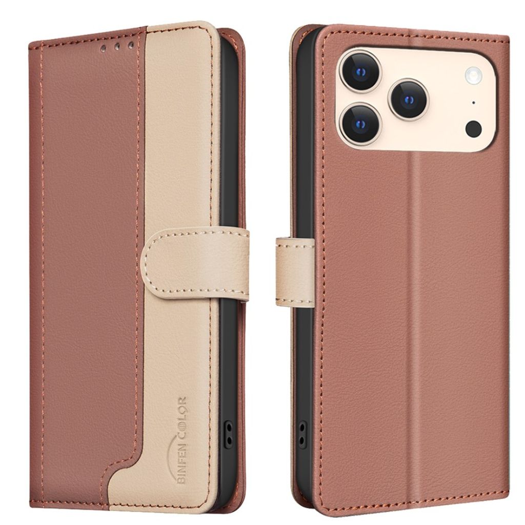 iPhone 18 Pro Max/17 Pro Max plånboksfodral, brun/beige
