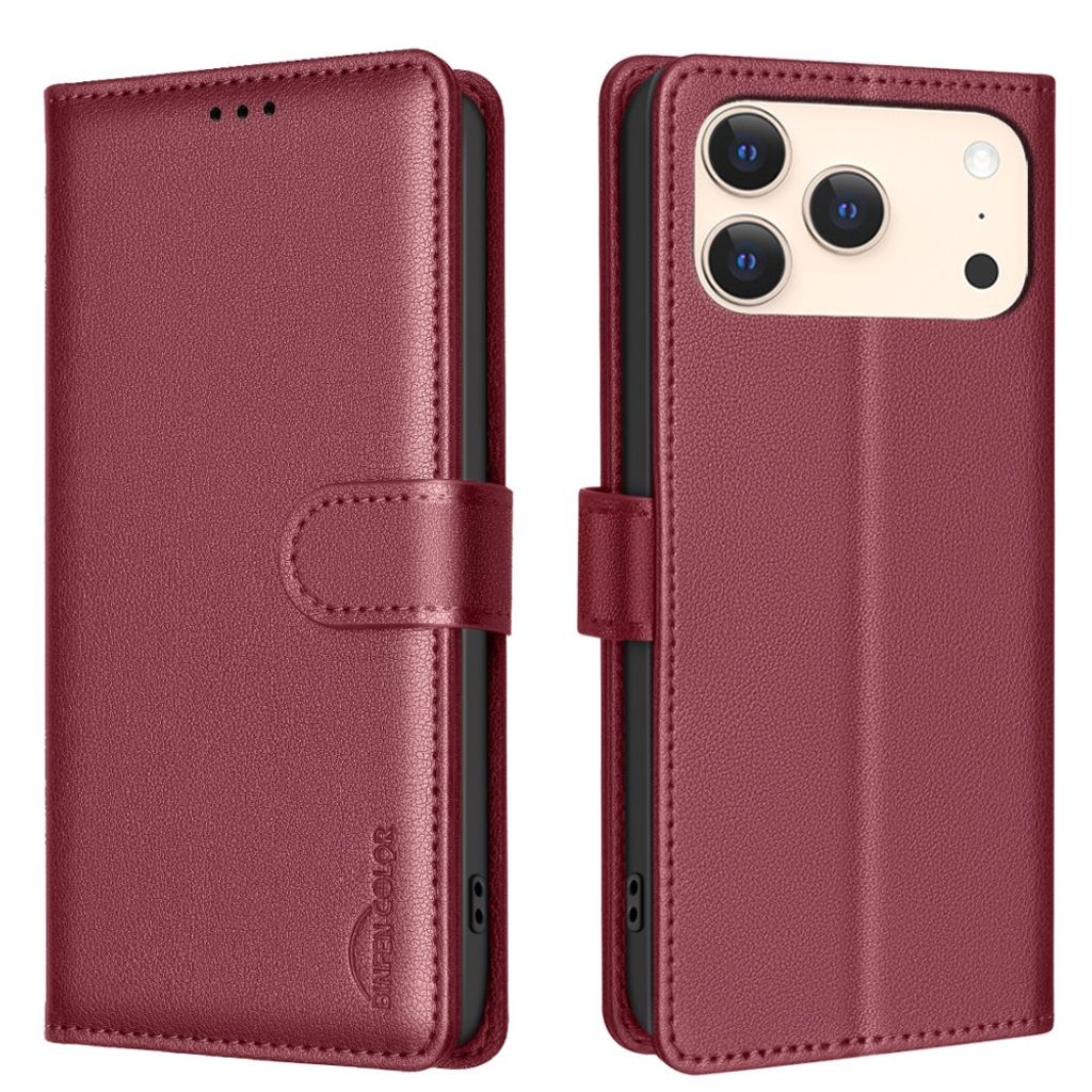 iPhone 18 Pro Max/17 Pro Max plånboksfodral RFID, röd