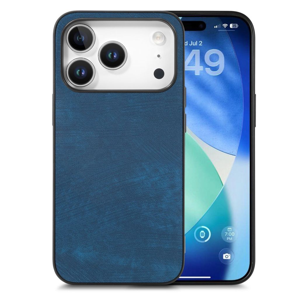 iPhone 18 Pro Max skal i konstläder, blå