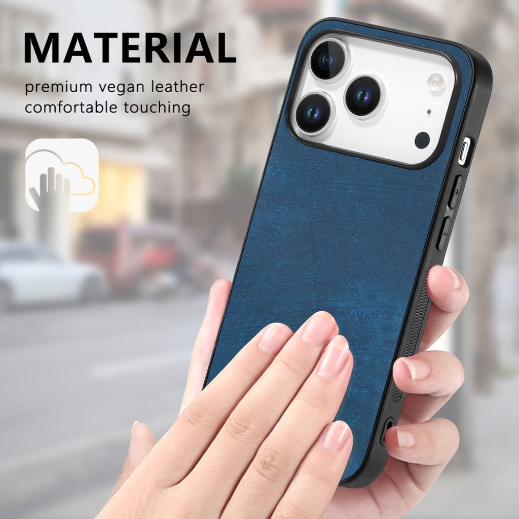 iPhone 18 Pro Max skal i konstläder, blå, bild 4