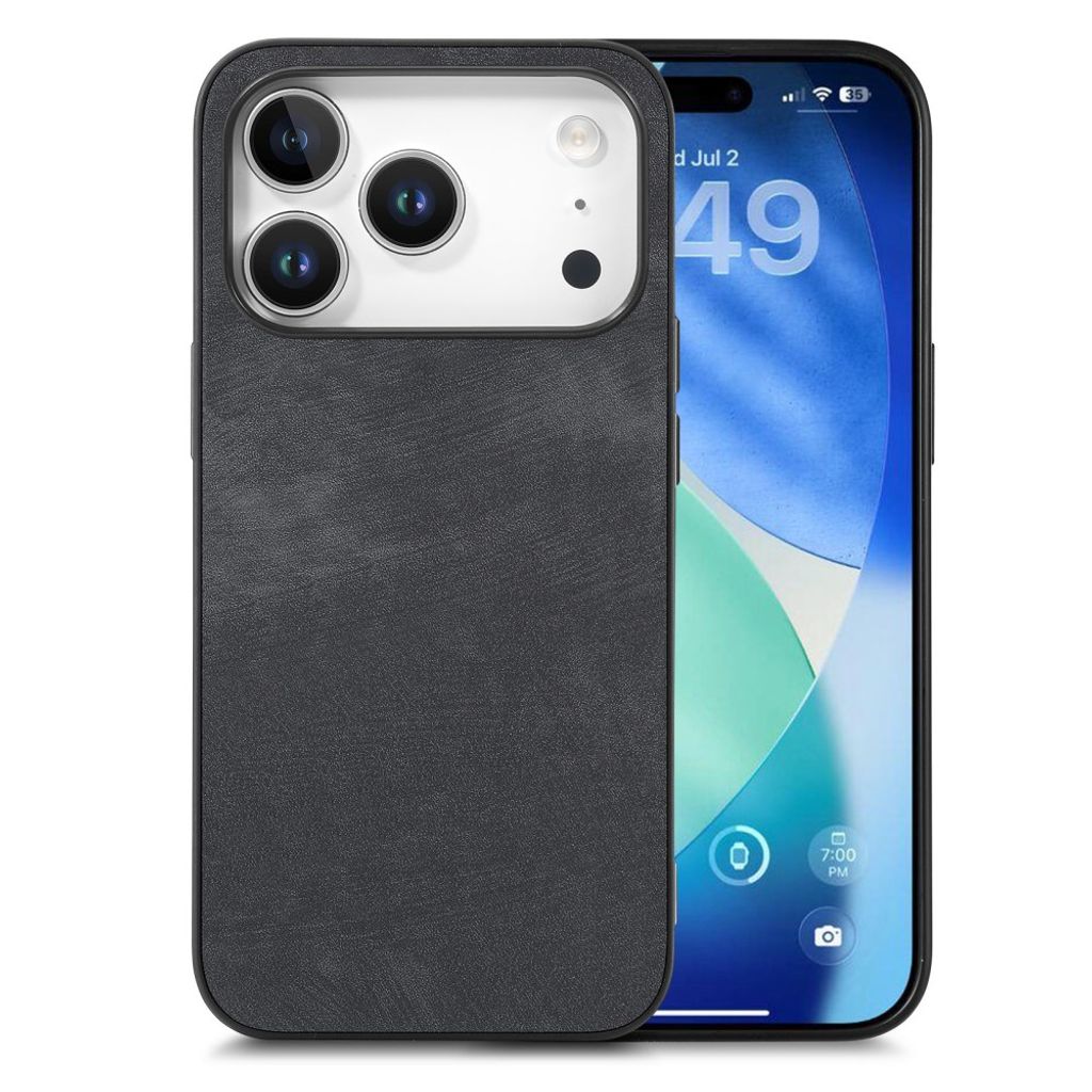 iPhone 18 Pro Max/17 Pro Max skal i konstläder, svart