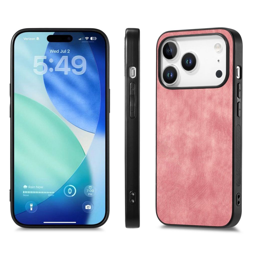 iPhone 18 Pro Max/17 Pro Max skal i konstläder, rosa, bild 3