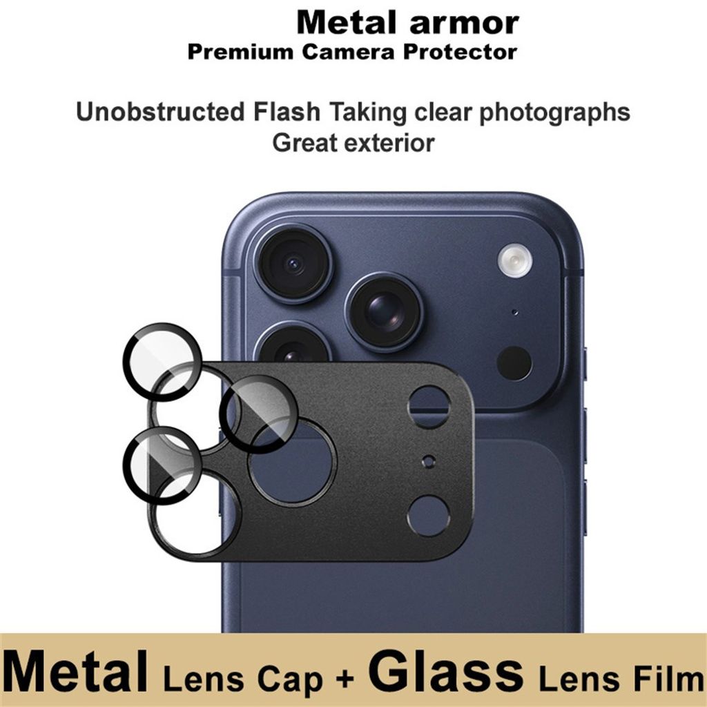 iPhone 18 Pro Max kameraskydd i metall och härdat glas, grå, bild 2