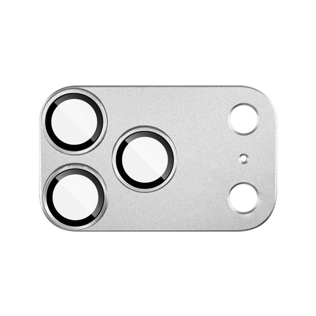 iPhone 18 Pro Max kameraskydd i metall och härdat glas, silver, bild 3