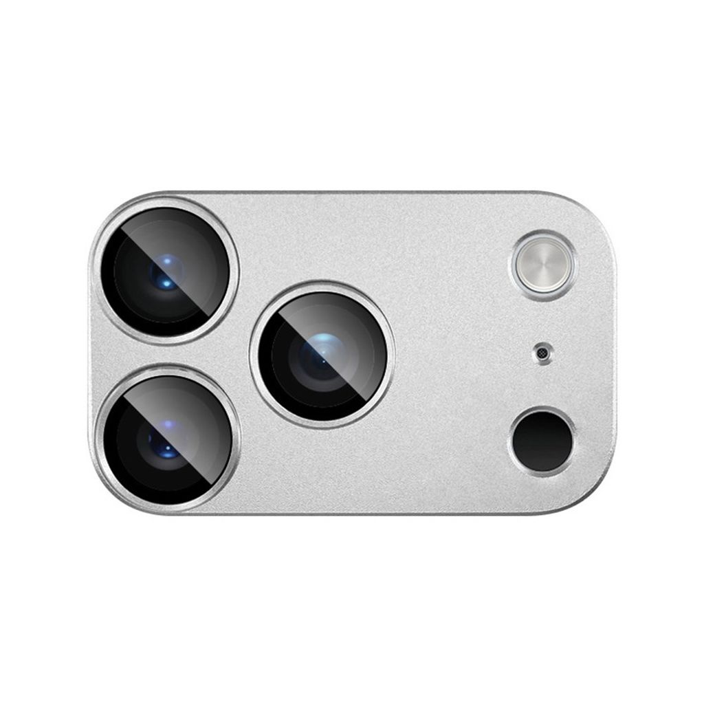 iPhone 18 Pro Max kameraskydd i metall och härdat glas, silver, bild 5