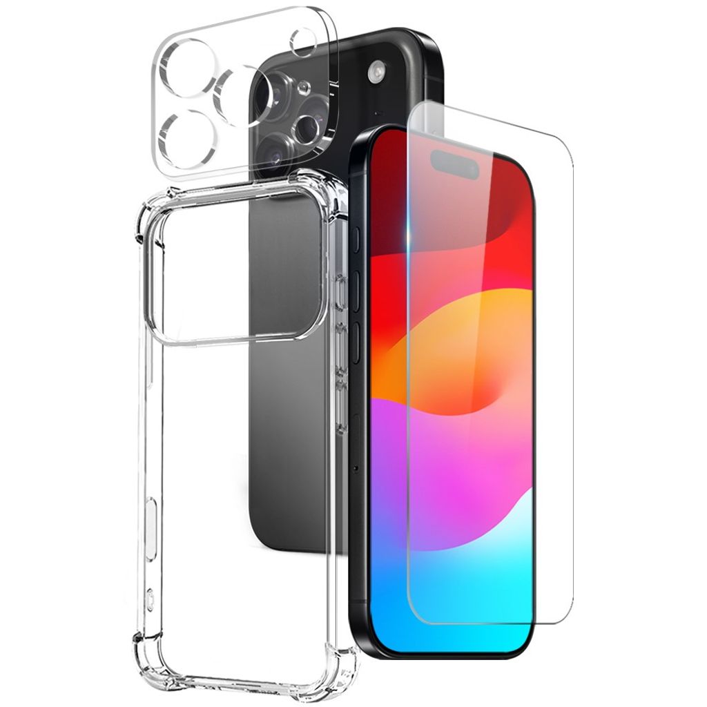 iPhone 18 Pro Max skal, skärmskydd och kameraskydd, transparent