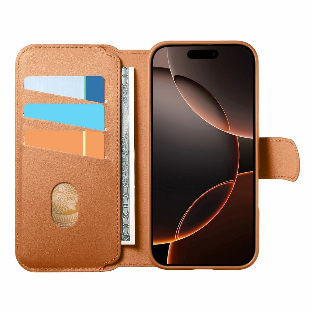 iPhone 18 Pro Max/17 Pro Max skal med RFID-plånbok, brun, bild 2