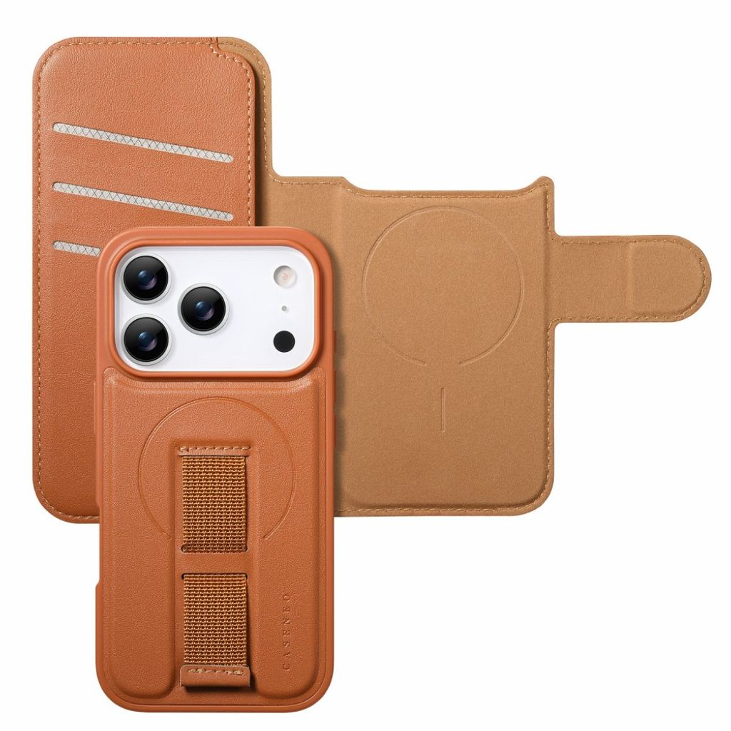 iPhone 18 Pro Max/17 Pro Max skal med RFID-plånbok, brun, bild 3