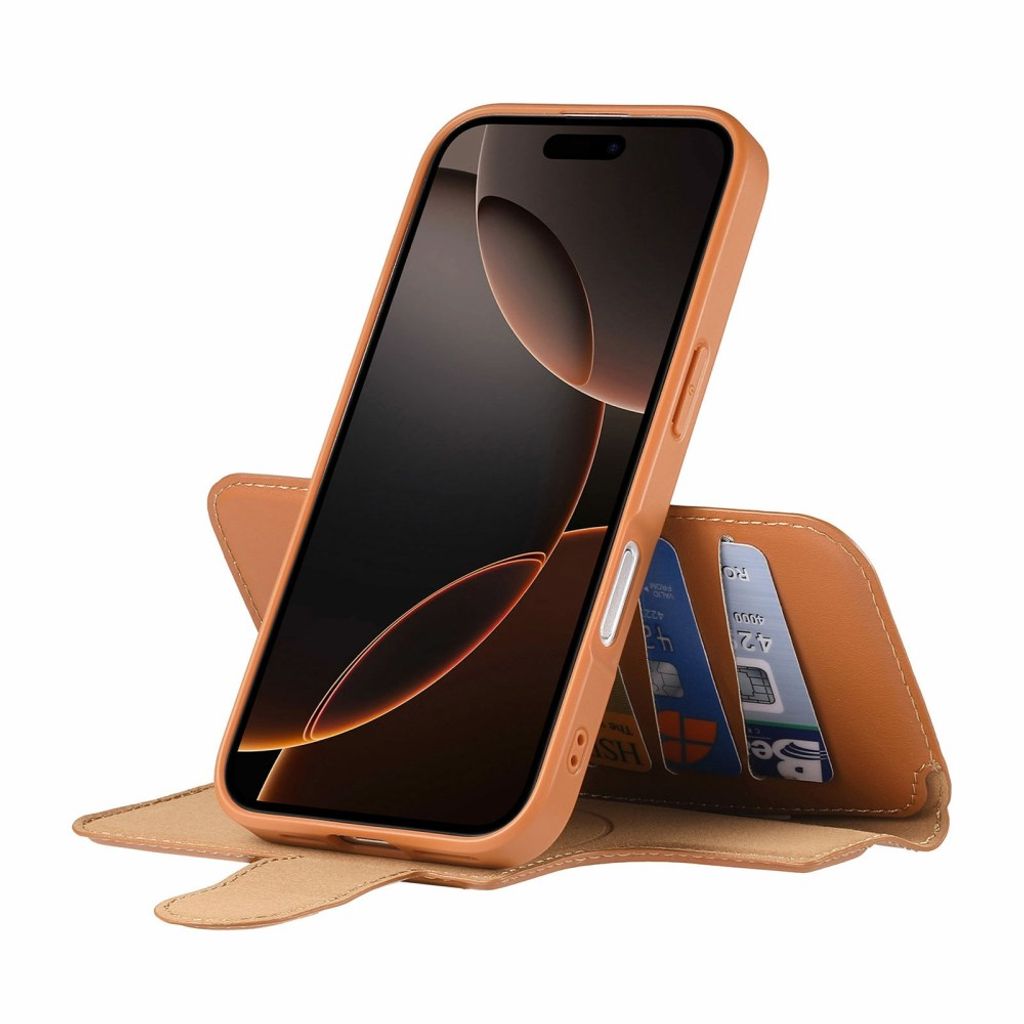 iPhone 18 Pro Max/17 Pro Max skal med RFID-plånbok, brun, bild 4