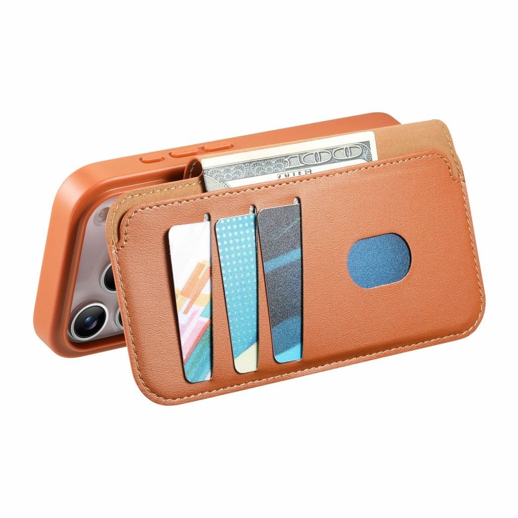 iPhone 18 Pro Max/17 Pro Max skal med RFID-plånbok, brun, bild 6