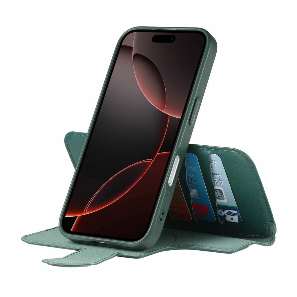 iPhone 18 Pro Max/17 Pro Max skal med RFID-plånbok, grön, bild 4