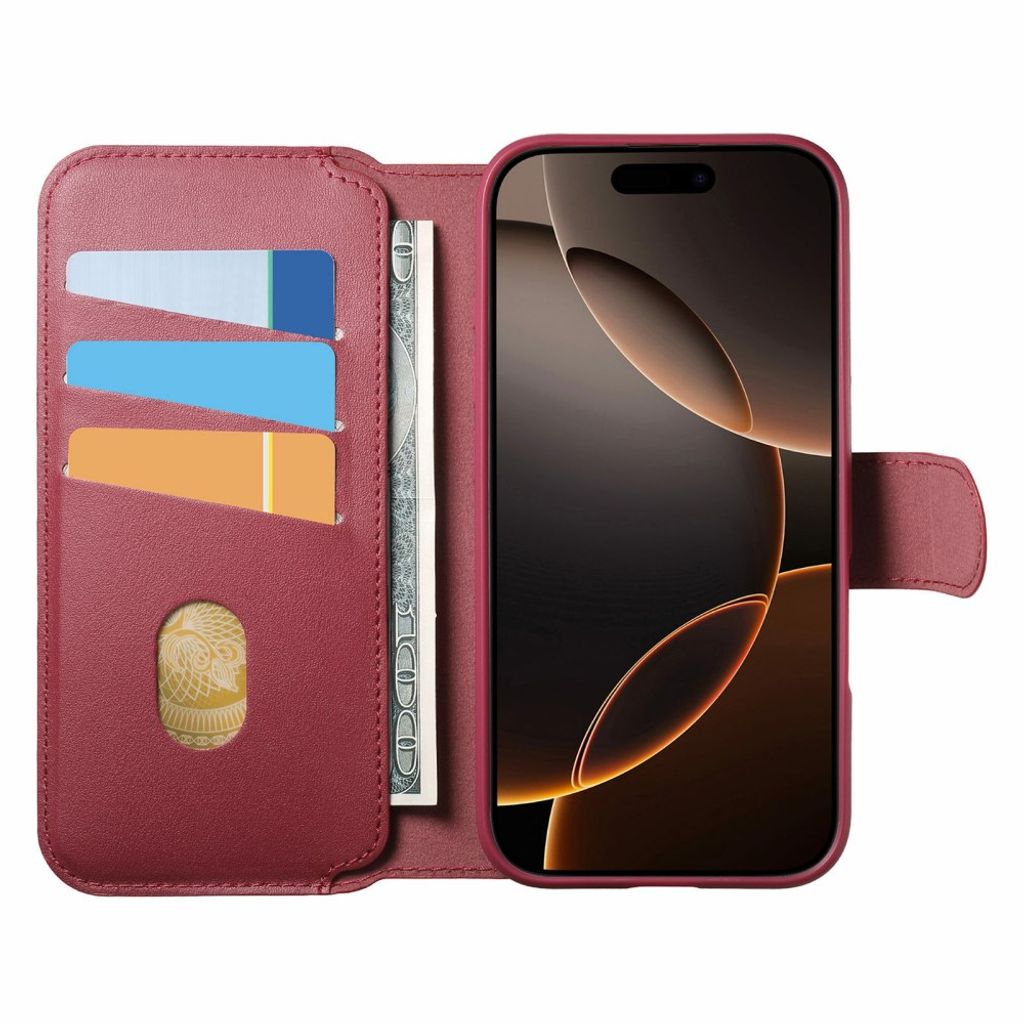 iPhone 18 Pro Max/17 Pro Max skal med RFID-plånbok, röd, bild 2