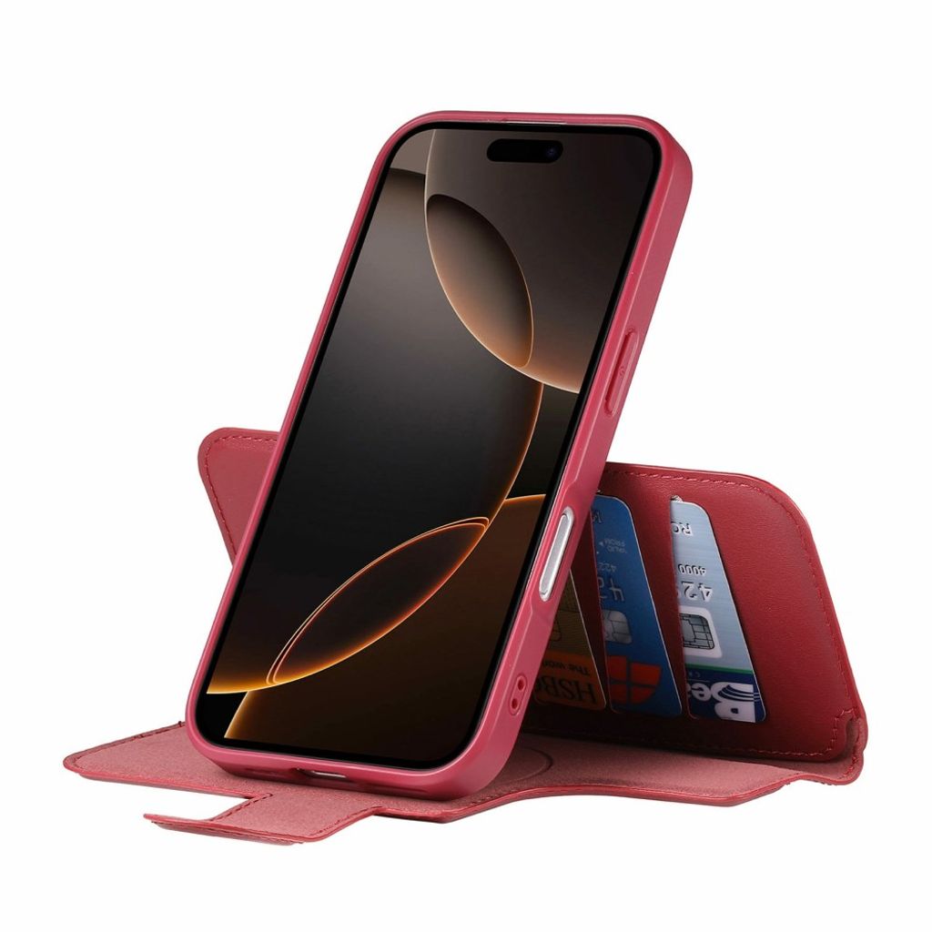 iPhone 18 Pro Max/17 Pro Max skal med RFID-plånbok, röd, bild 4