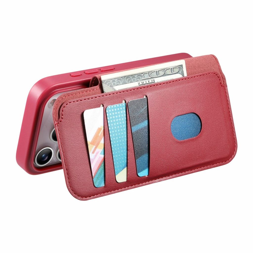 iPhone 18 Pro Max/17 Pro Max skal med RFID-plånbok, röd, bild 6