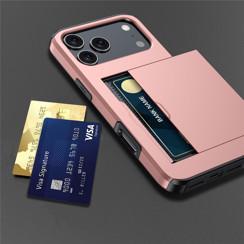 iPhone 18 Pro Max/17 Pro Max skal med kortfack, roséguld, bild 3