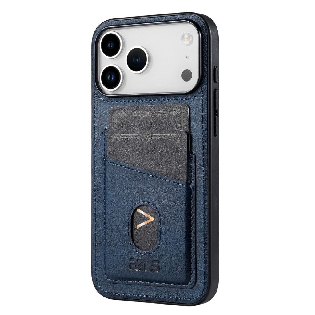 iPhone 18 Pro Max/17 Pro Max konstläderskal med 2 kortfack, blå, bild 2