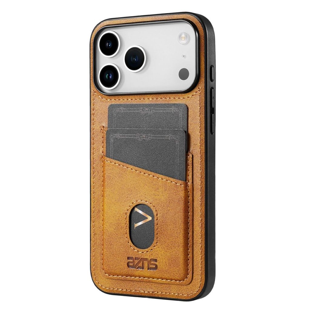 iPhone 18 Pro Max/17 Pro Max konstläderskal med 2 kortfack, brun, bild 2