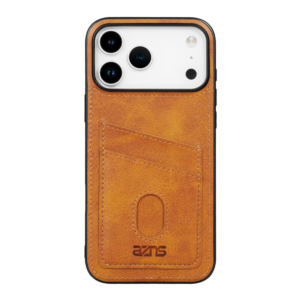 iPhone 18 Pro Max/17 Pro Max konstläderskal med 2 kortfack, brun, bild 3