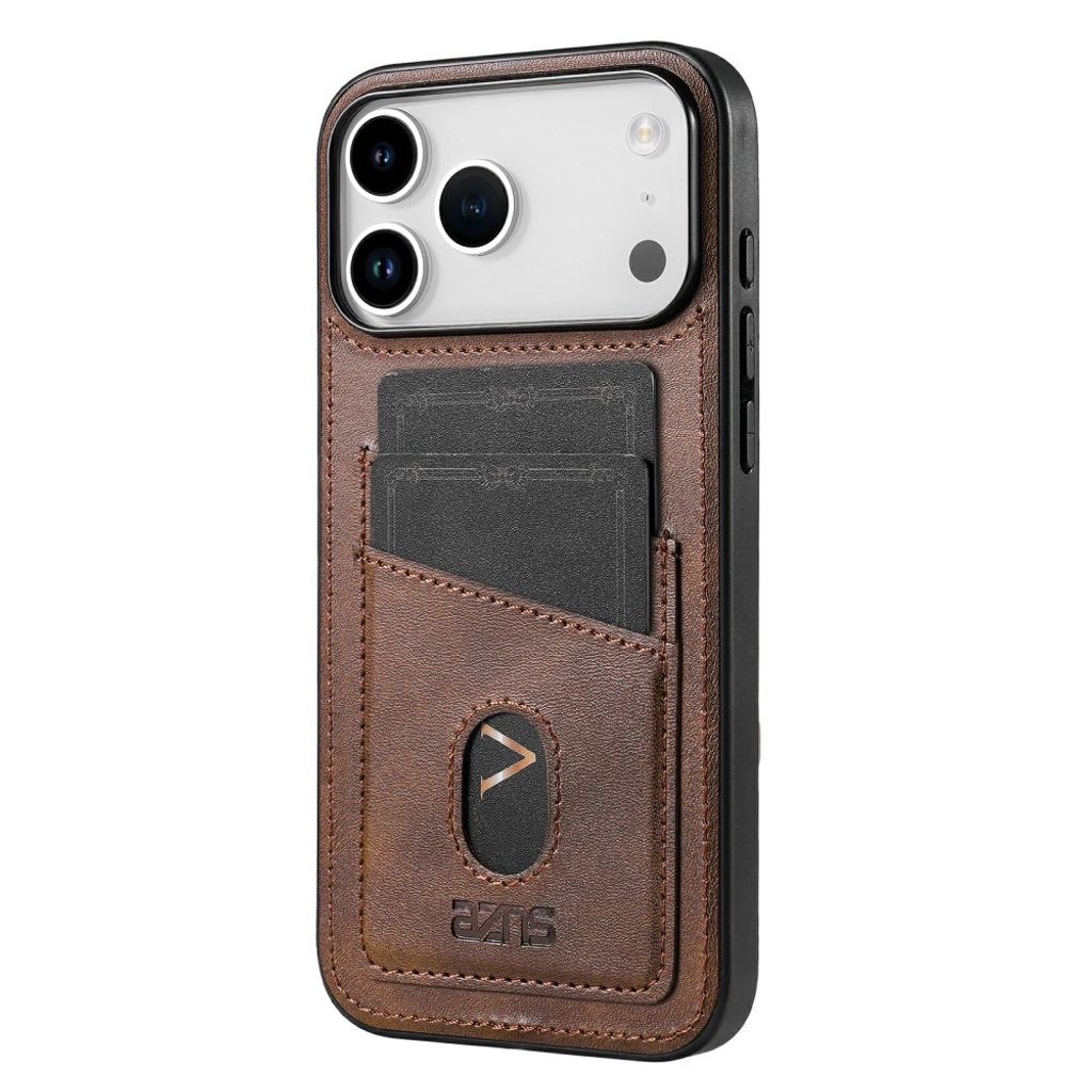 iPhone 18 Pro Max/17 Pro Max konstläderskal med 2 kortfack, kaffebrun, bild 2