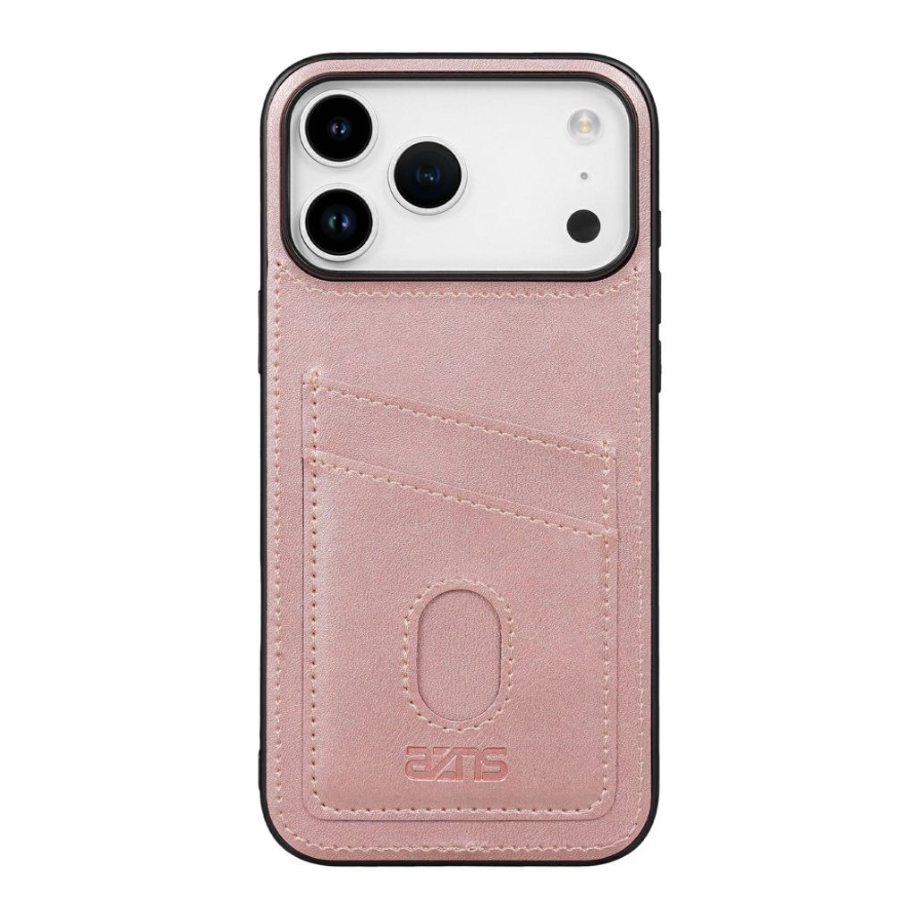 iPhone 18 Pro Max/17 Pro Max konstläderskal med 2 kortfack, roséguld, bild 3