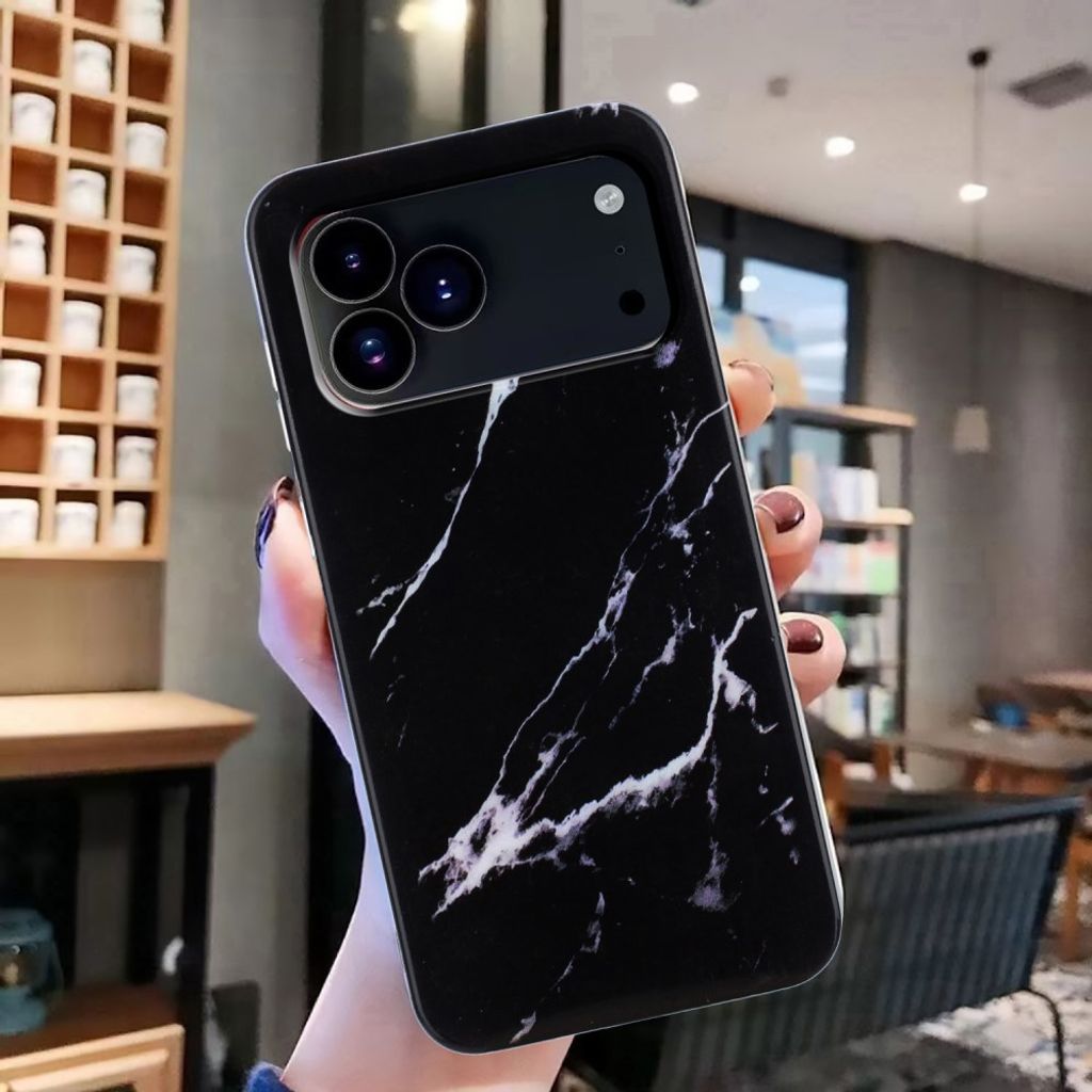 iPhone 18 Pro Max/17 Pro Max skal med marmormönster, svart, bild 4