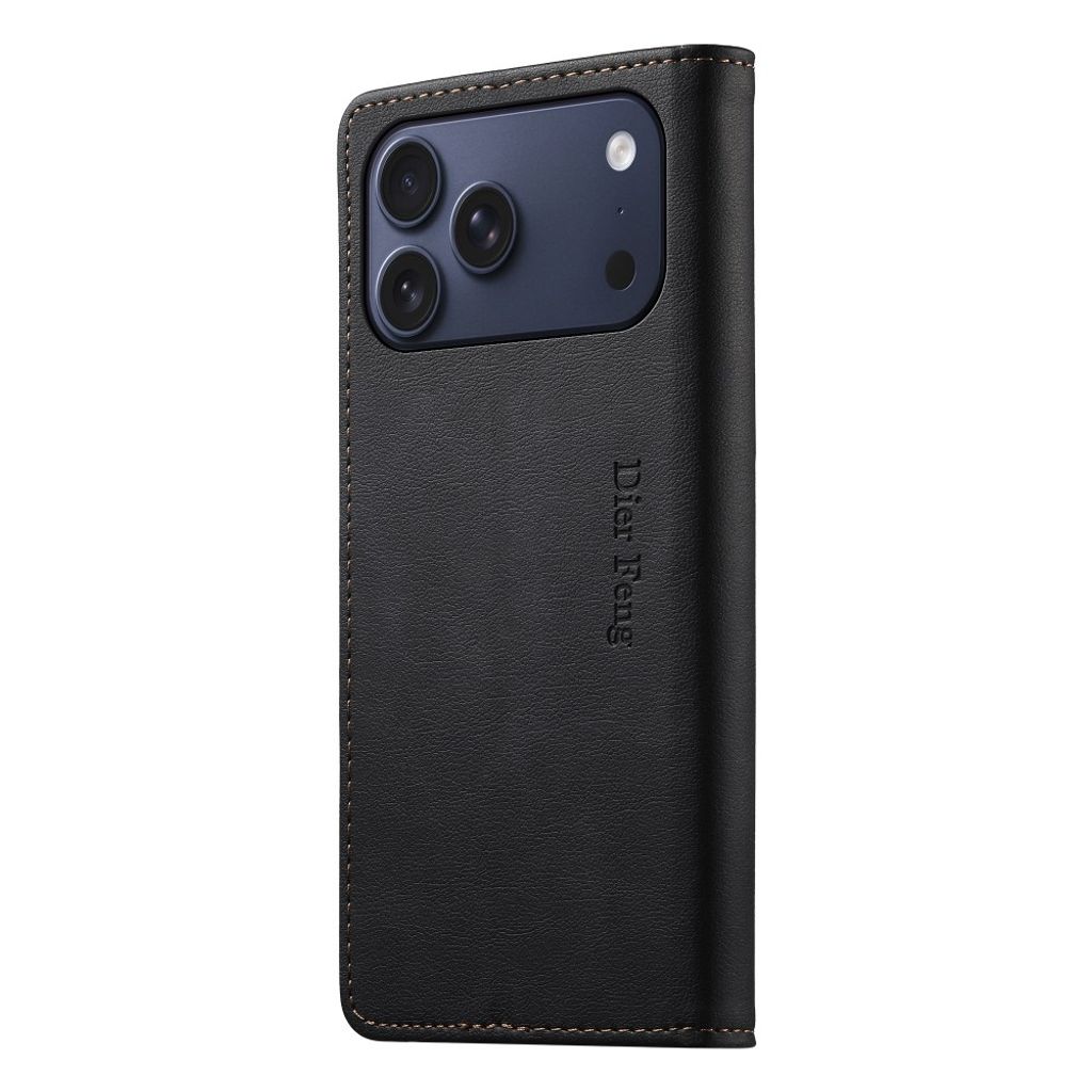 iPhone 18 Pro Max/17 Pro Max plånboksfodral i äkta läder, svart, bild 6