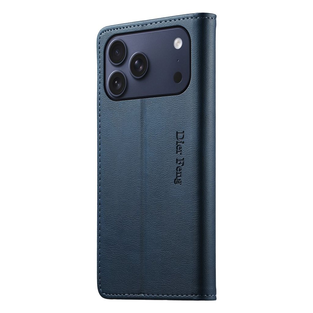 iPhone 18 Pro Max/17 Pro Max plånboksfodral i äkta läder, blå, bild 6