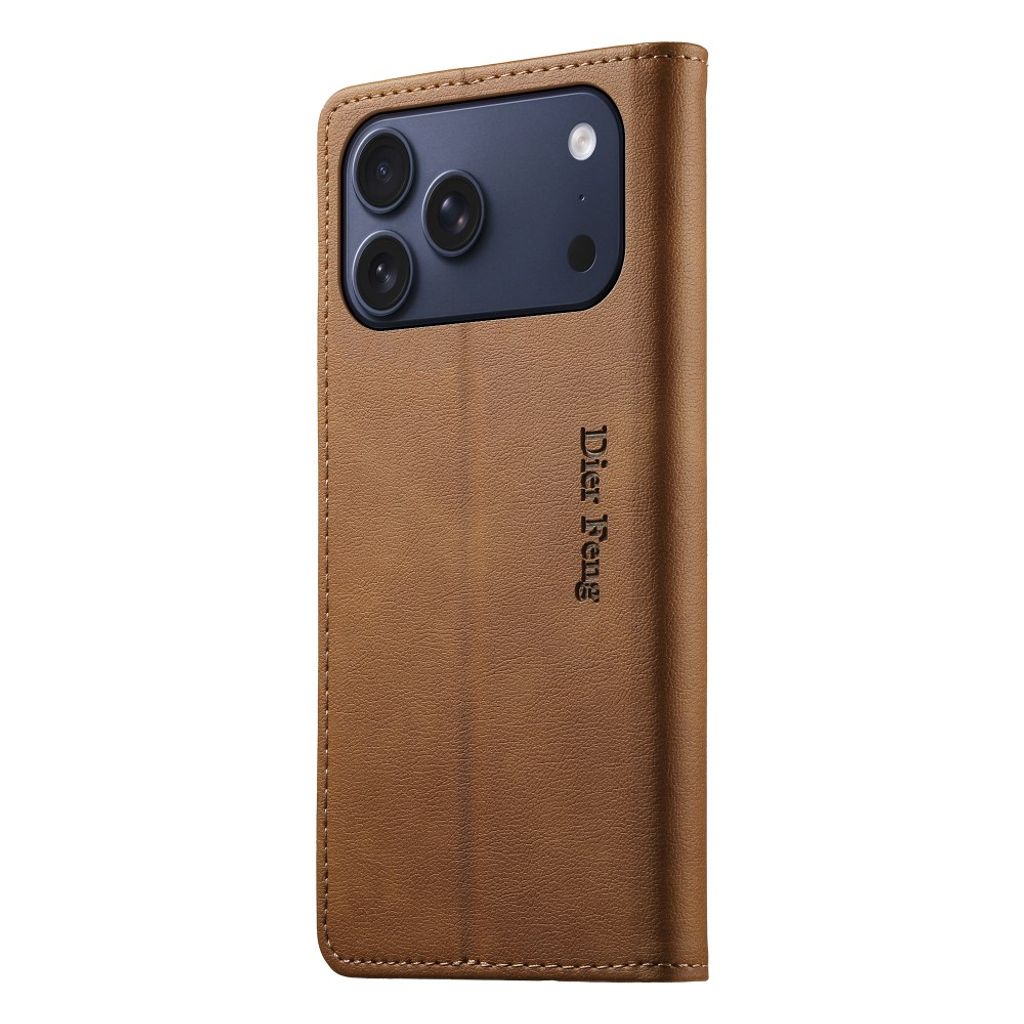 iPhone 18 Pro Max/17 Pro Max plånboksfodral i äkta läder, brun, bild 6