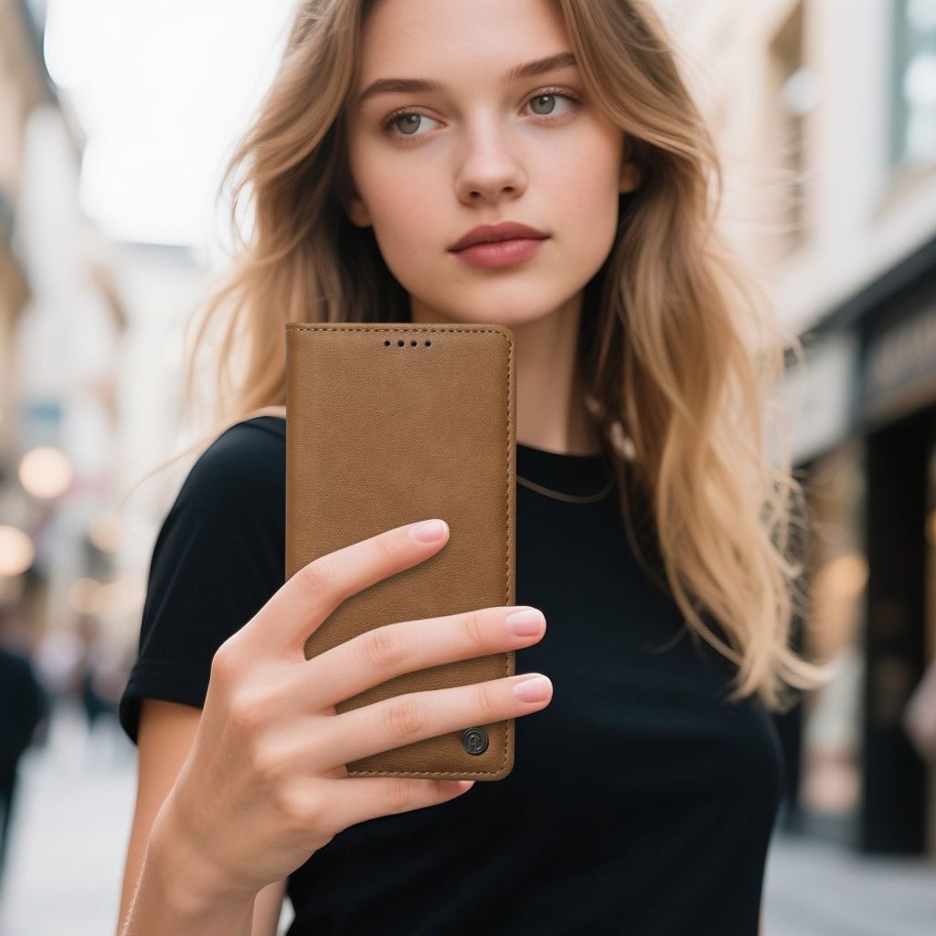 iPhone 18 Pro Max/17 Pro Max plånboksfodral i äkta läder, brun, bild 4