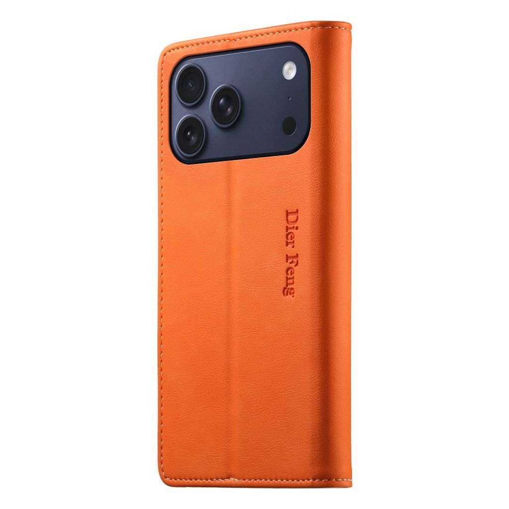 iPhone 18 Pro Max/17 Pro Max plånboksfodral i äkta läder, orange, bild 6