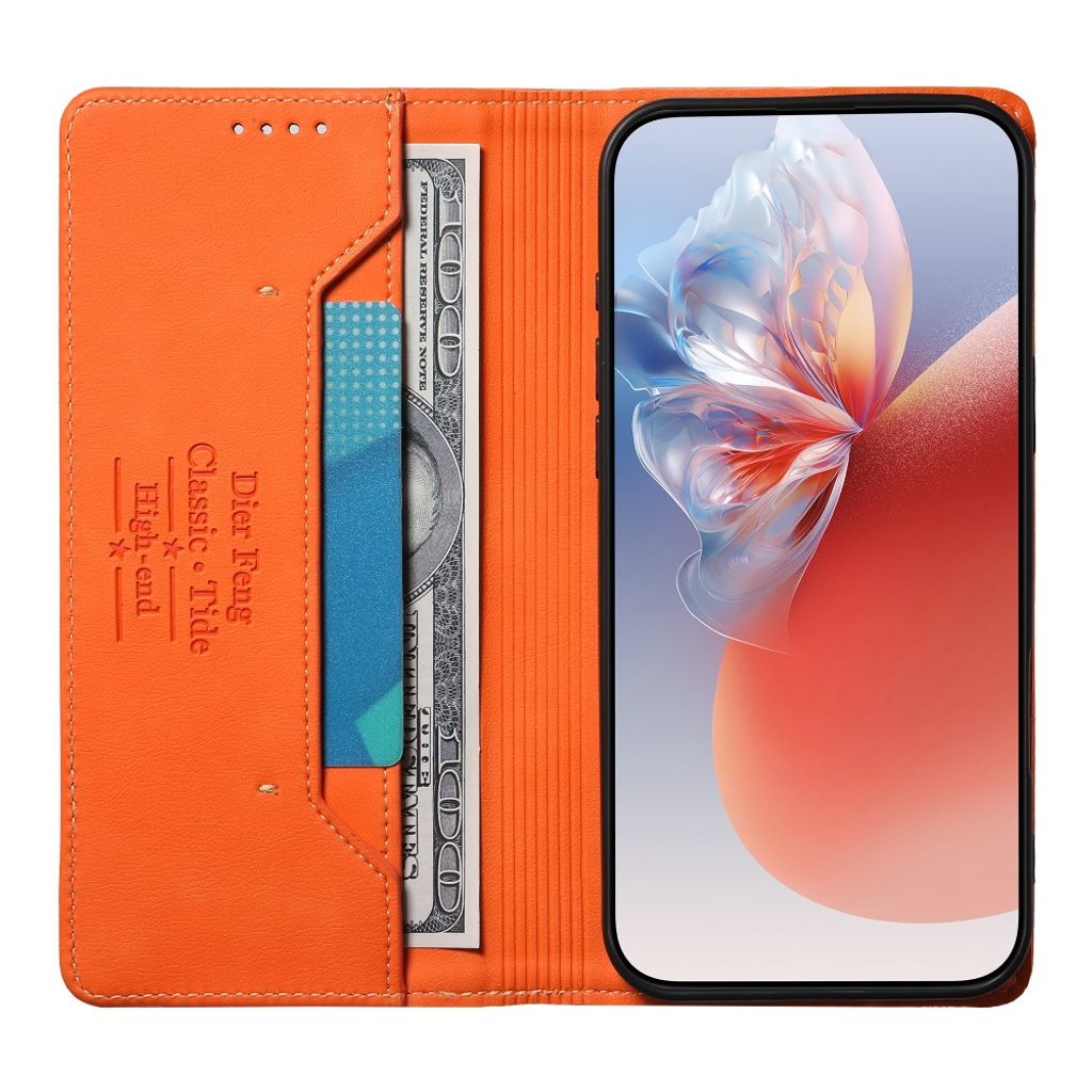 iPhone 18 Pro Max/17 Pro Max plånboksfodral i äkta läder, orange, bild 3