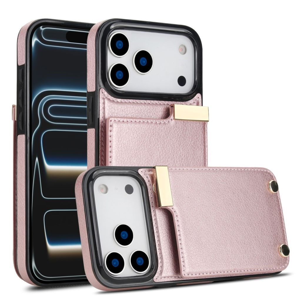 iPhone 18 Pro Max/17 Pro Max skal med kortficka för 3 kort, roséguld, bild 2