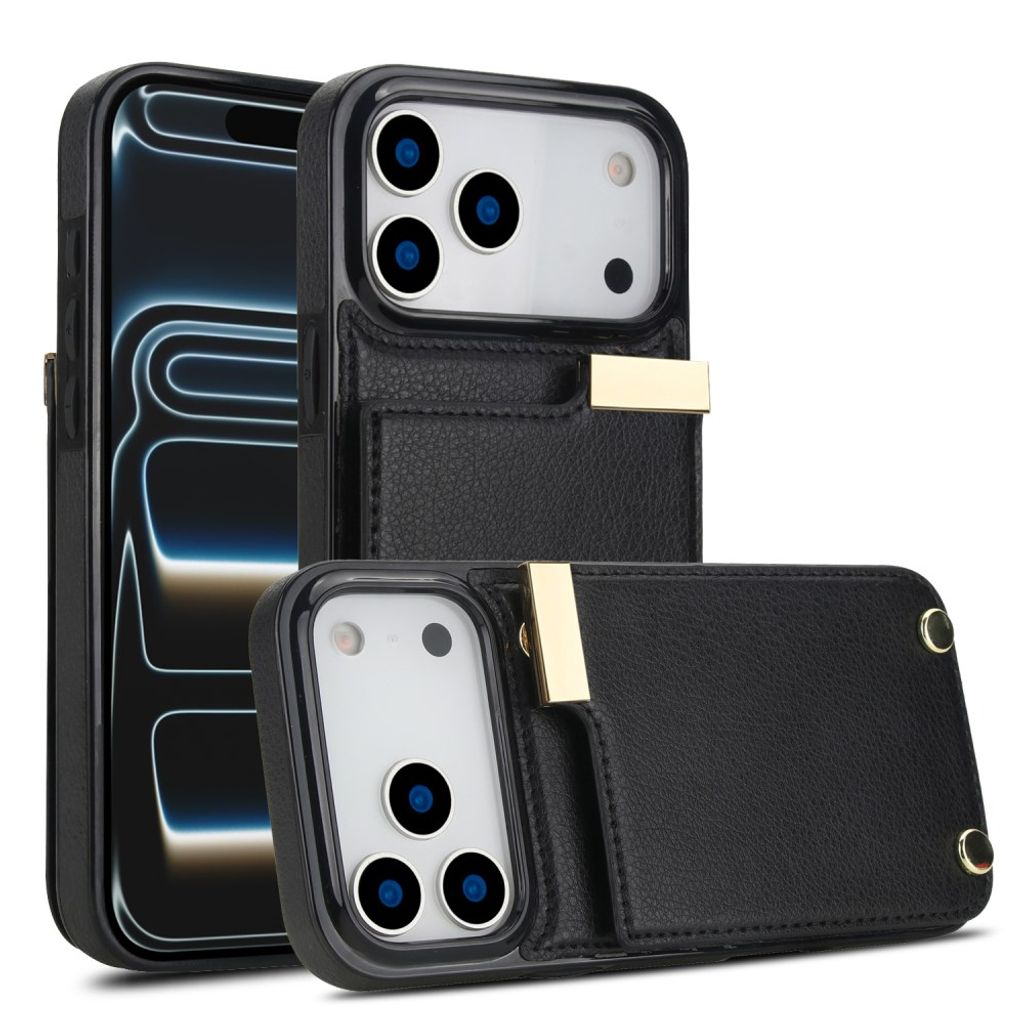 iPhone 18 Pro Max/17 Pro Max skal med kortficka för 3 kort, svart, bild 2
