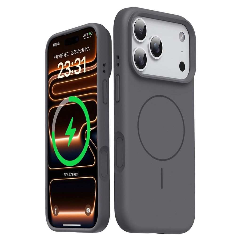iPhone 18 Pro Max/17 Pro Max silikonskal med luftkuddar, grå, bild 2